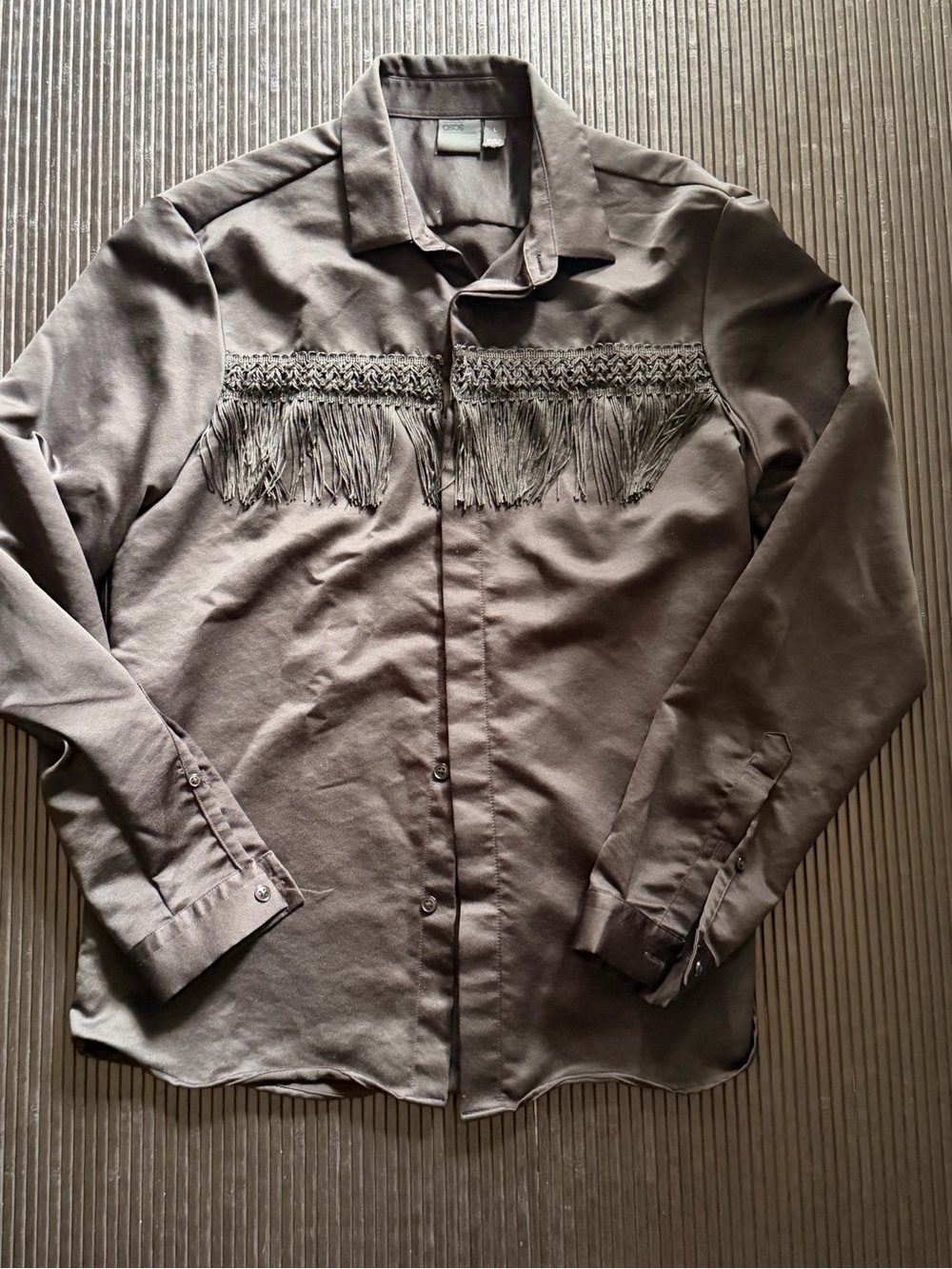 ASOS Brown Fringe Casual Button-Down Shirt